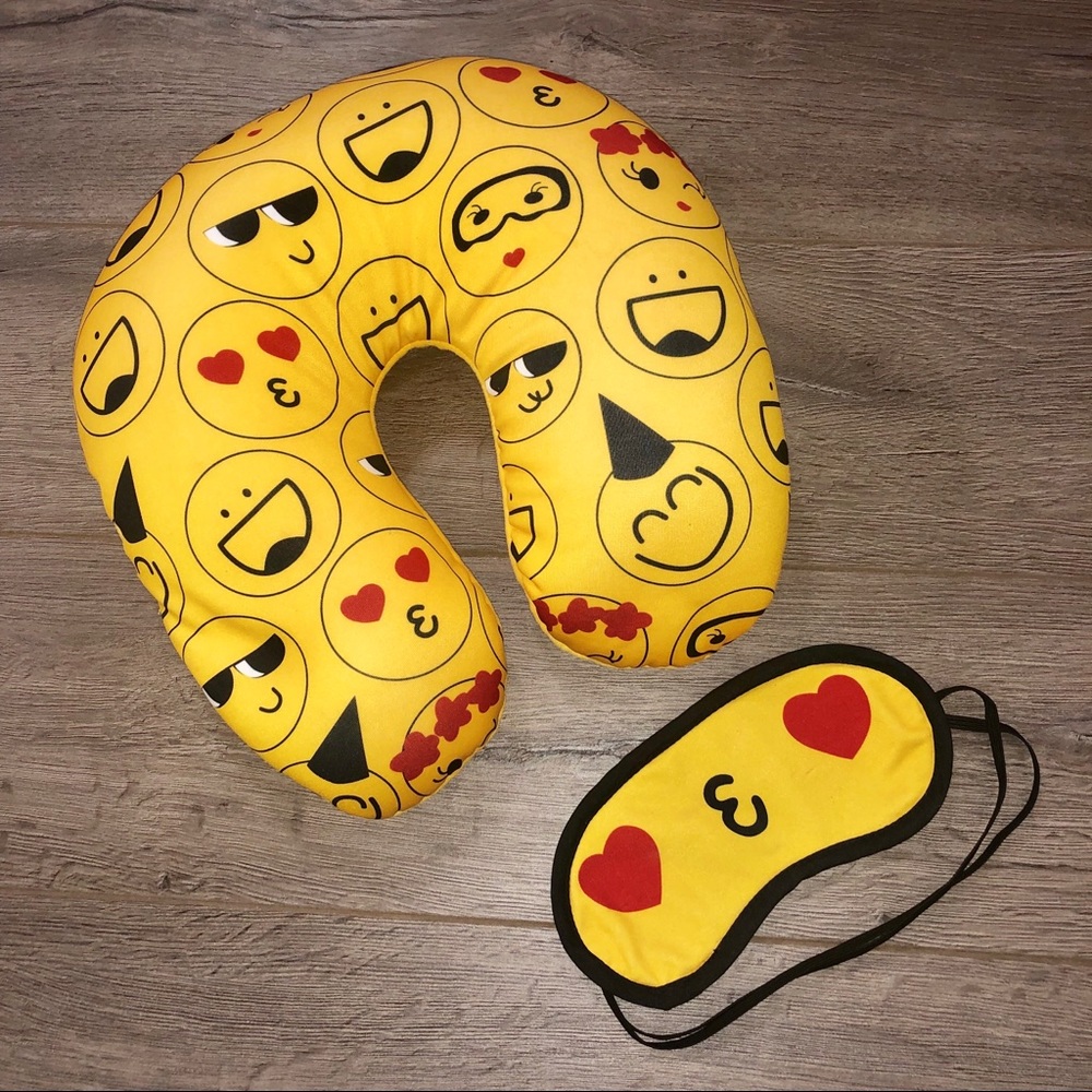 Emoji Travel Set •Pillow & Sleep Mask•Smiley Faces